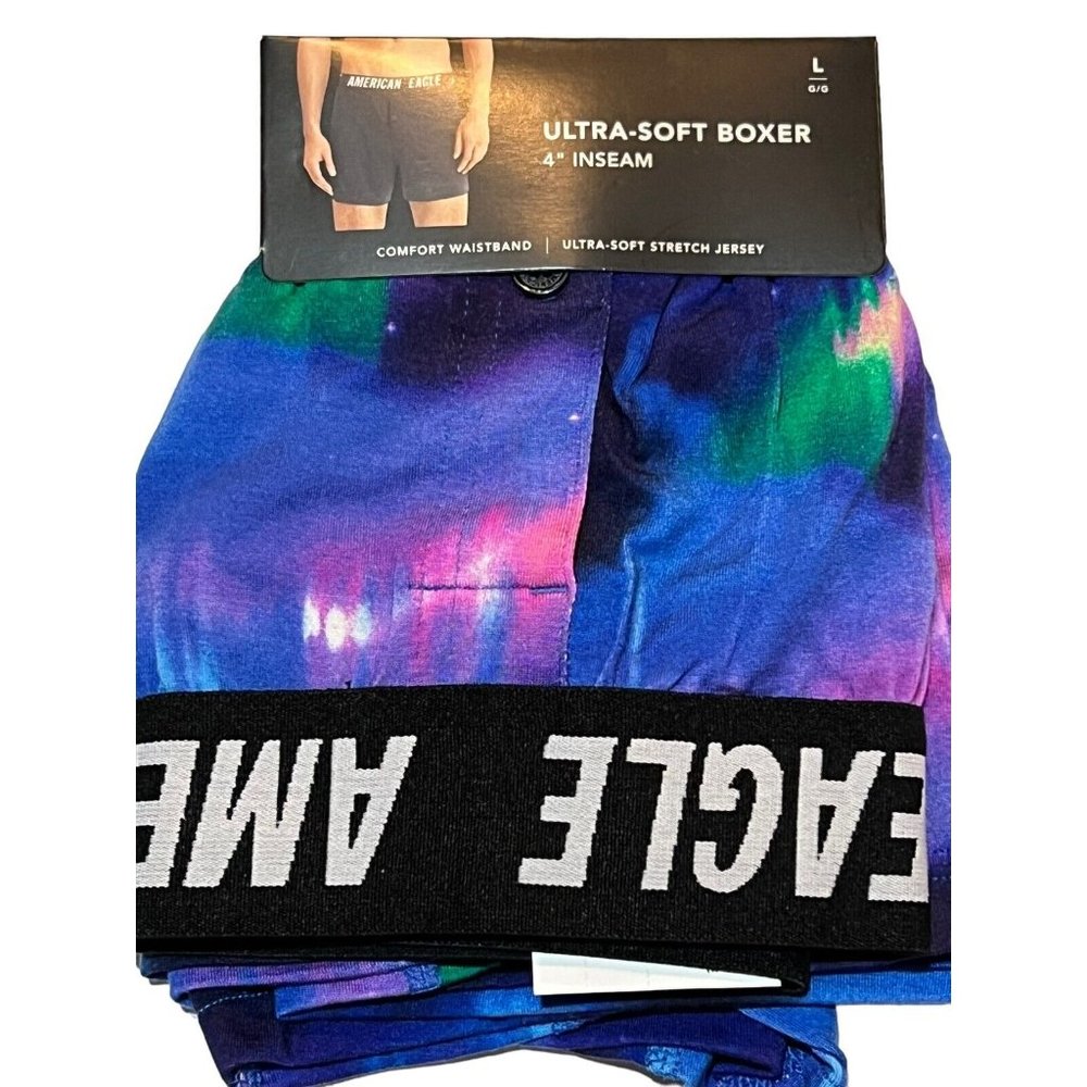 NWT AMERICAN EAGLE Ultra Soft Boxer 4" Inseam Underwear Sz L Blue